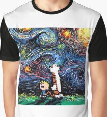 Calvin and hobbes Starry Night van Gogh Graphic T-Shirt
