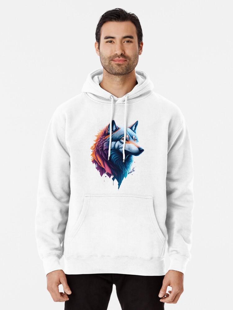 Galaxy Wolf Design Pullover Hoodie - Main Image