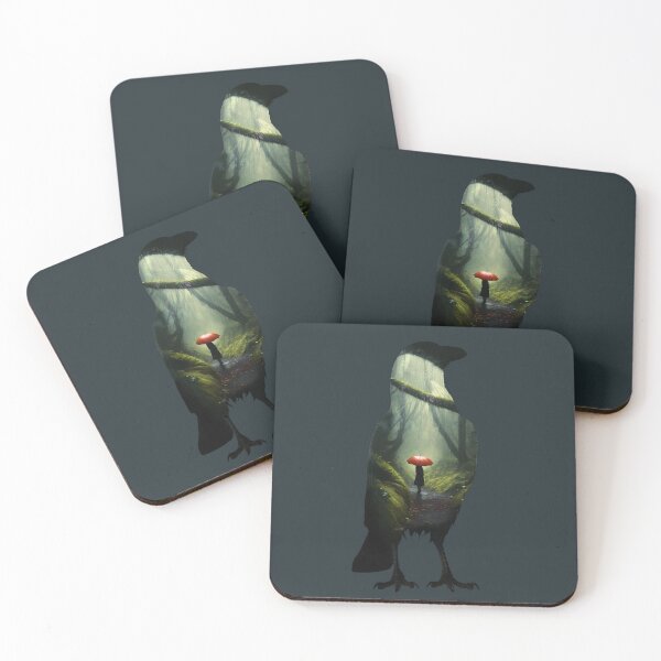 Item preview, Raven, Double Exposure Walking in a Forest in the Rain designed and sold by Tabble-Dabble.
