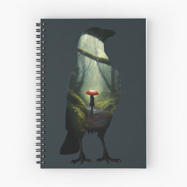 Item preview, Raven, Double Exposure Walking in a Forest in the Rain designed and sold by Tabble-Dabble.