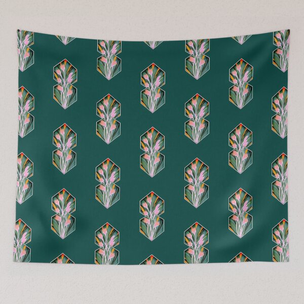 Item preview, No. 35 - Cool S Floral with Leaves Green Pink Flowers designed and sold by jearumdesigns.