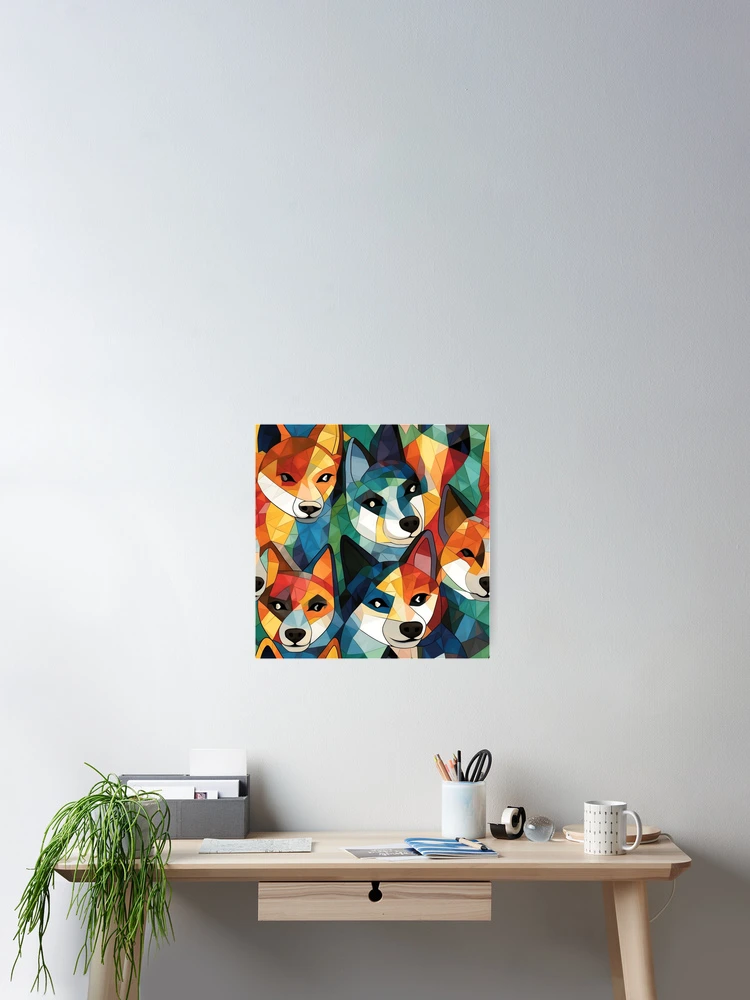 Thumbnail 2 of 3, Poster, Abstract Colorful Shiba Inu Pattern designed and sold by StephyCreative.
