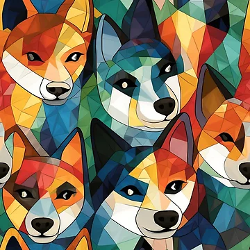 Artwork thumbnail, Abstract Colorful Shiba Inu Pattern by StephyCreative