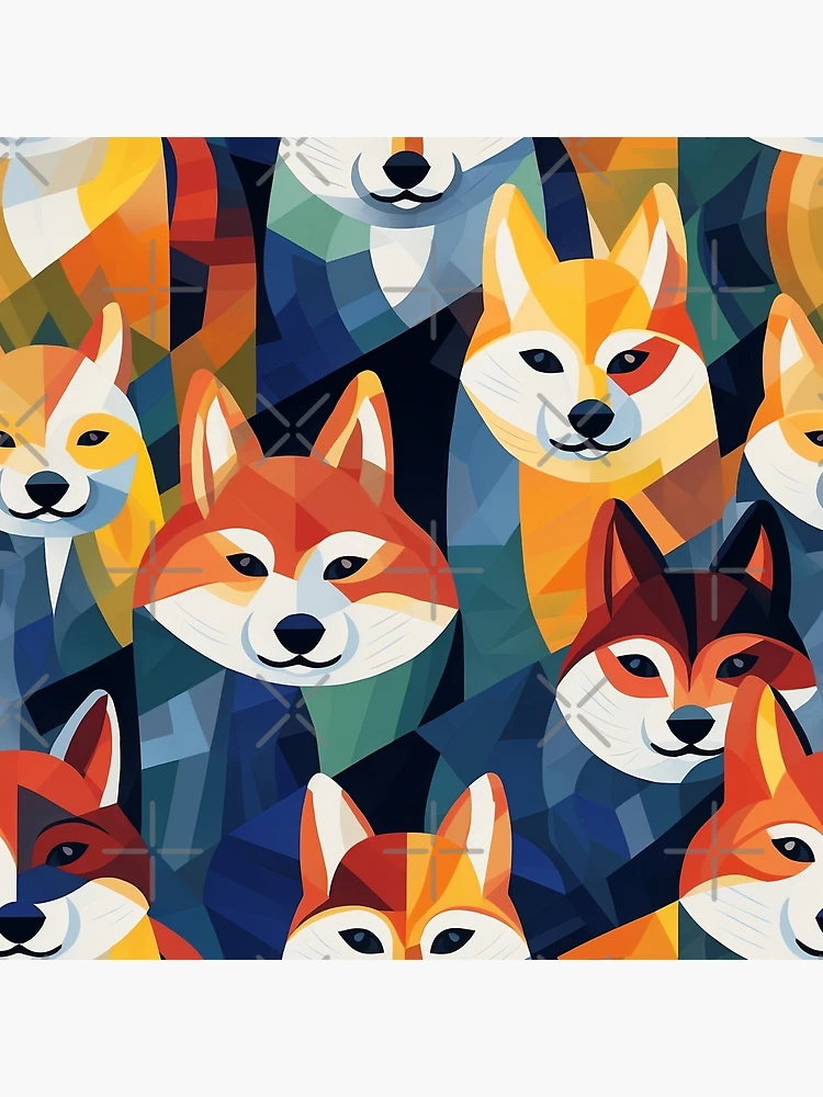Thumbnail 3 of 3, Poster, Abstract Colorful Shiba Inu Pattern designed and sold by StephyCreative.