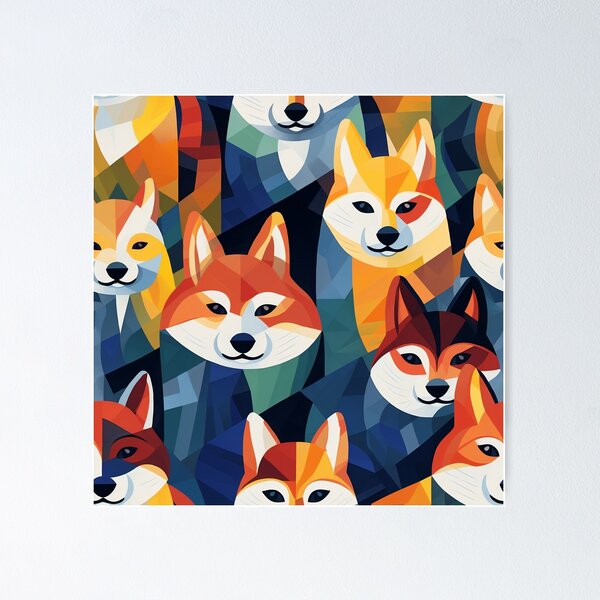 Item preview, Abstract Colorful Shiba Inu Pattern designed and sold by StephyCreative.