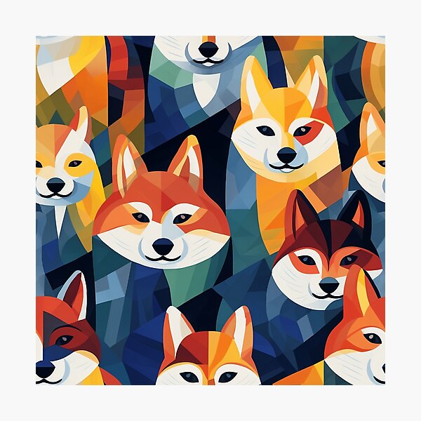 Item preview, Patrón abstracto colorido Shiba Inu designed and sold by StephyCreative.