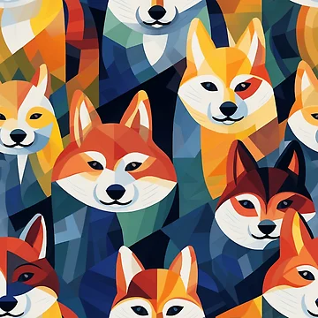 Artwork thumbnail, Abstract Colorful Shiba Inu Pattern by StephyCreative
