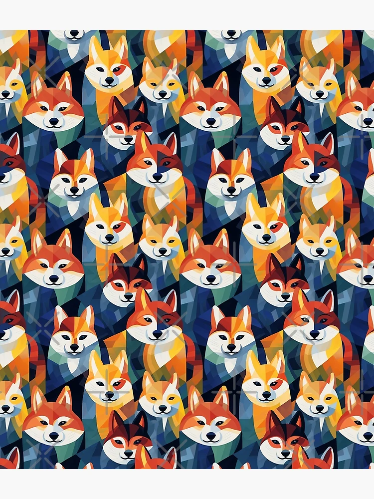 Thumbnail 3 of 3, Backpack, Abstract Colorful Shiba Inu Pattern designed and sold by StephyCreative.