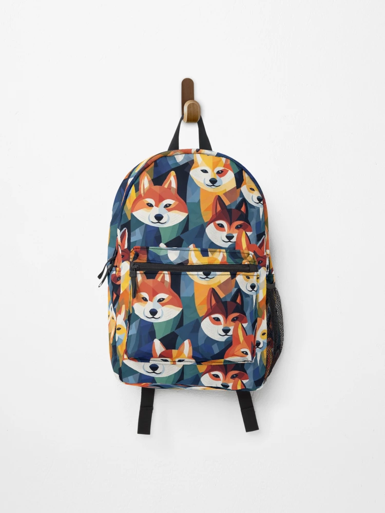 Thumbnail 1 of 3, Backpack, Abstract Colorful Shiba Inu Pattern designed and sold by StephyCreative.