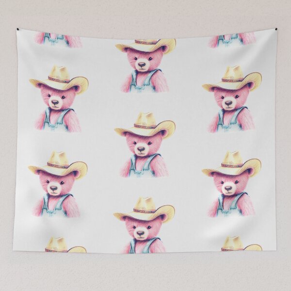 Item preview, Pink Cowgirl Teddy Bear with Jean Overalls - Summer Fun designed and sold by pocketart2023.