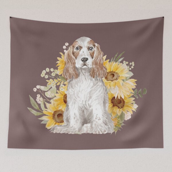 Item preview,  Watercolor Cocker Spaniel with floral designed and sold by watercolorpic.