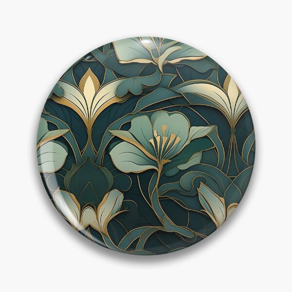 Item preview, Patrón floral art déco de jade y oro designed and sold by StephyCreative.