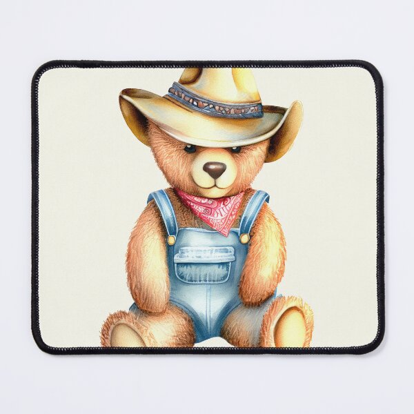 Item preview, Cowboy Teddy Bear in Jean Overalls - Summer Adventure Companion designed and sold by pocketart2023.
