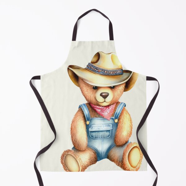 Item preview, Cowboy Teddy Bear in Jean Overalls - Summer Adventure Companion designed and sold by pocketart2023.