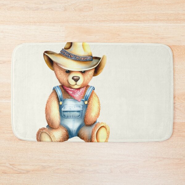 Item preview, Cowboy Teddy Bear in Jean Overalls - Summer Adventure Companion designed and sold by pocketart2023.