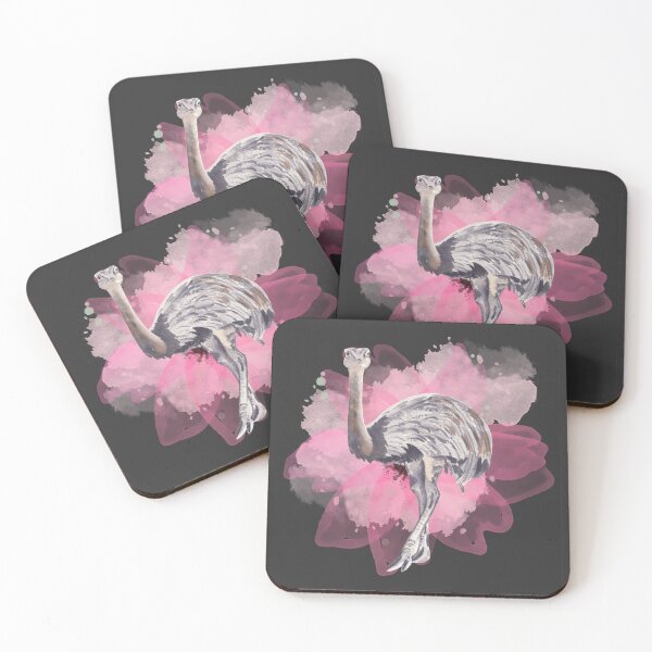 Item preview, Watercolor Emu with pink flower designed and sold by watercolorpic.