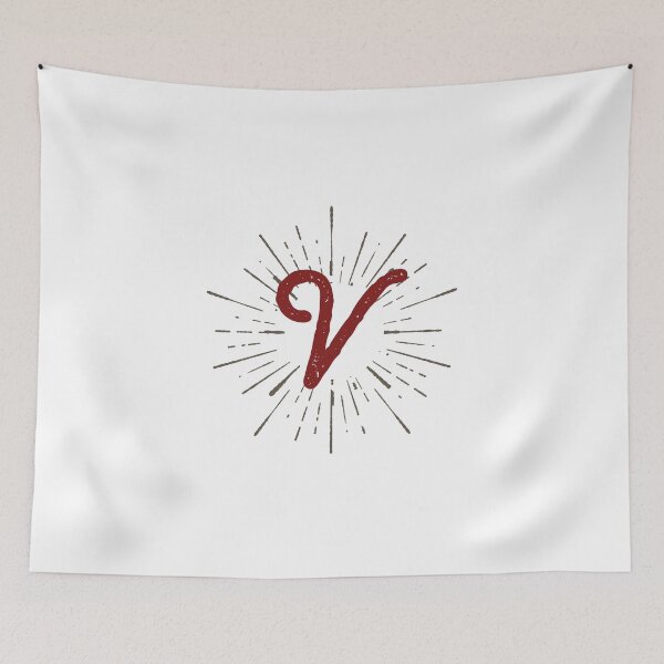 Item preview, Monogram V Retro Script And Sunburst designed and sold by simplymonogram.
