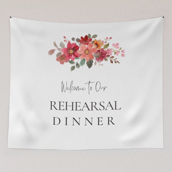 Item preview, Red Floral Boho Rehearsal Dinner Typography designed and sold by indepthdesigns.