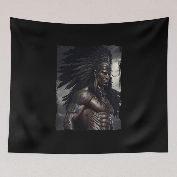 Item preview, native american man with feathered headdress designed and sold by TirrellColister.