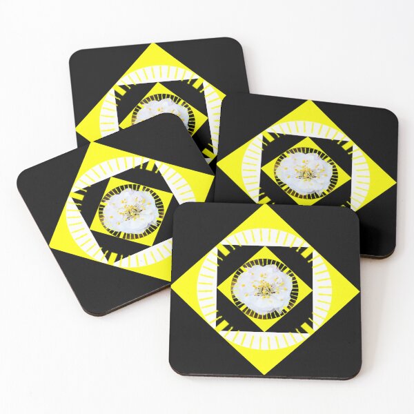 Item preview, White Plum flower surrounded by a black on yellow diamond  designed and sold by iritof.