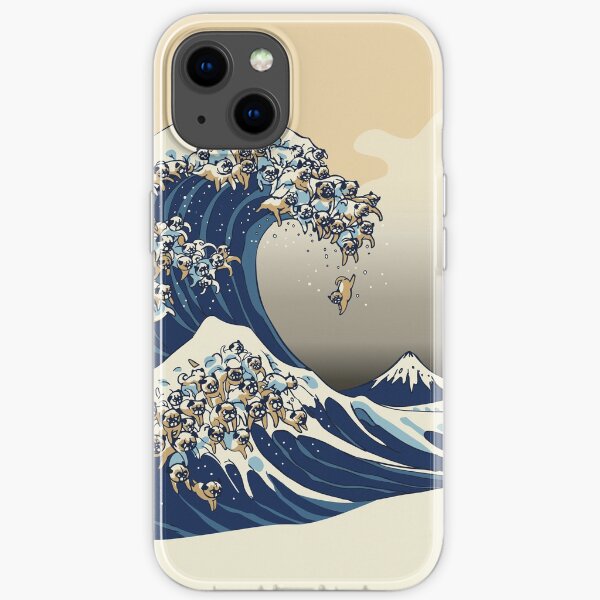 The Great Wave of Pugs Vanilla Sky iPhone Soft Case