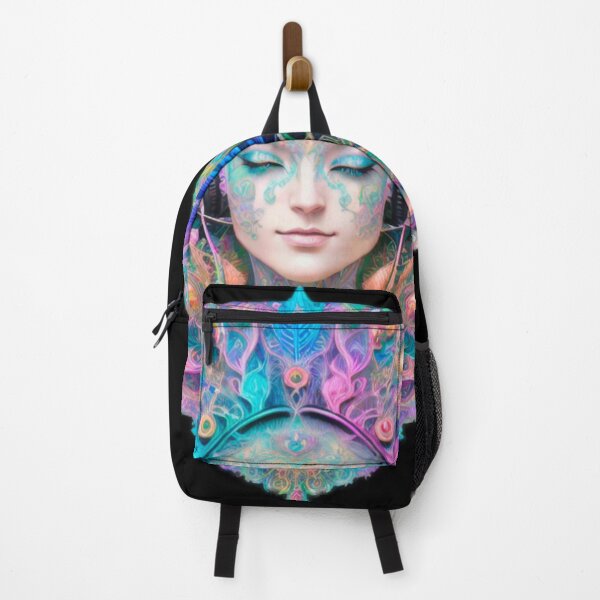 Item preview, BLISSFULL FESTIVAL DJ GODDESS with Headphones Electric Rainbow Woman designed and sold by BadassBazaar.