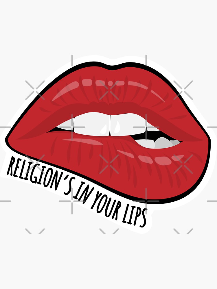 "False God Religion's In Your Lips Red Lips" Sticker for Sale by