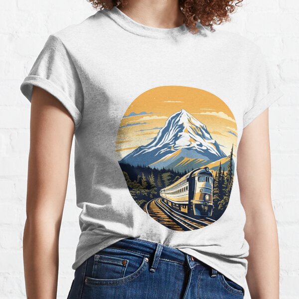 Canadian Rockies Pacifie West Cotton Print Tee Shirt Essential