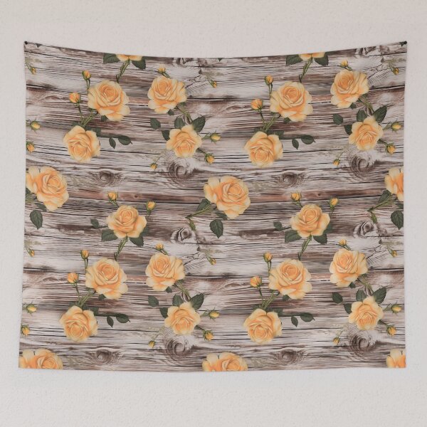 Item preview, Yellow Roses on Rustic Shabby Wood Texture Background designed and sold by Sturdust.