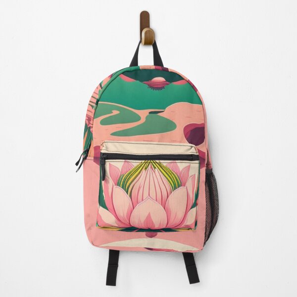 Item preview, Lotus in a pond with mountain sunrise landscape Vector illustration flat style design designed and sold by Meena-tta.