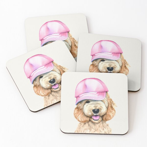 Item preview, Goldendoodle with Hot Pink Cap - Summer Chic  designed and sold by pocketart2023.