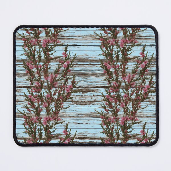 Item preview, Pink Flowers on Light Blue Distressed Wood Paneling designed and sold by Sturdust.