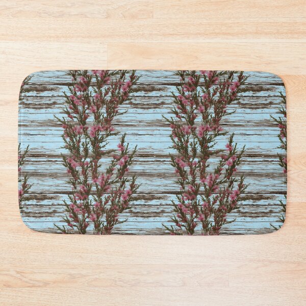 Item preview, Pink Flowers on Light Blue Distressed Wood Paneling designed and sold by Sturdust.