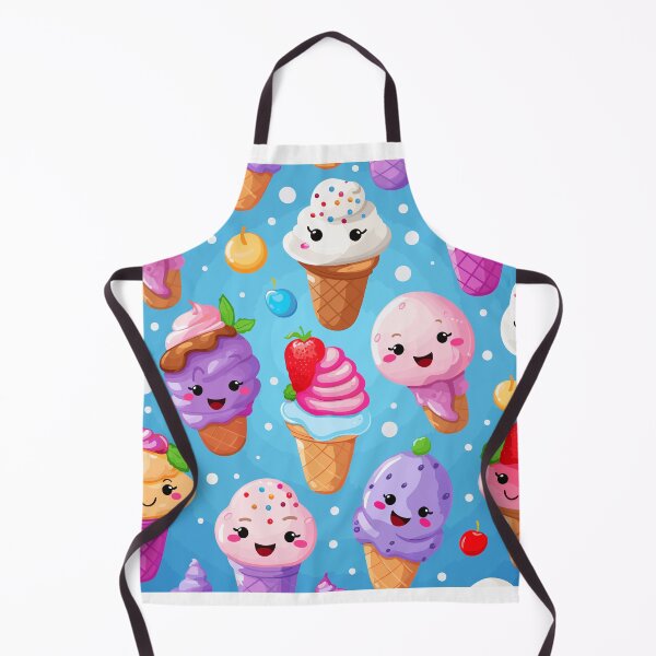 Item preview, Ice Cream Pattern with Delicious Flavors, Waffle Cones, and Cute Emojis designed and sold by PaletPatisserie.