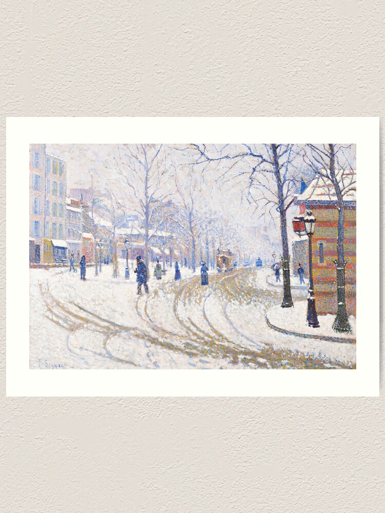 "Snow Boulevard de Clichy Paris by Paul Signac Snowy Scene