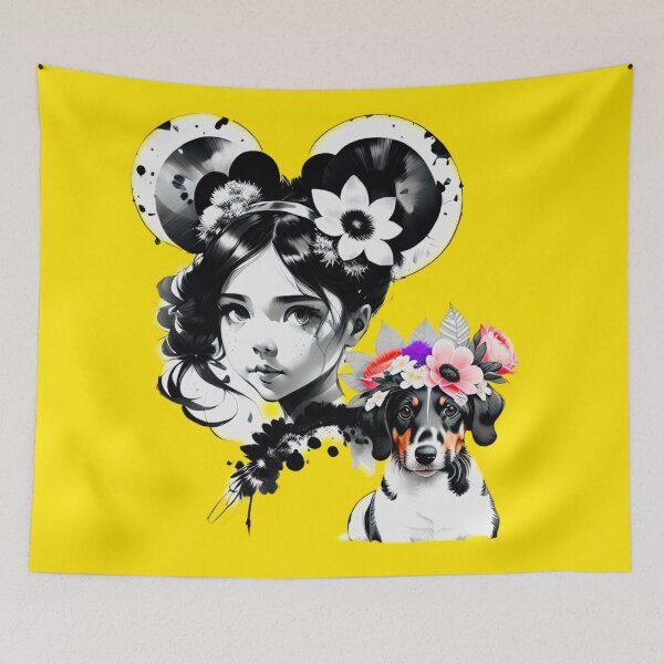 Aperçu de l'œuvre Minnie avec son chien Fifi créée et vendue par UllaSformat.