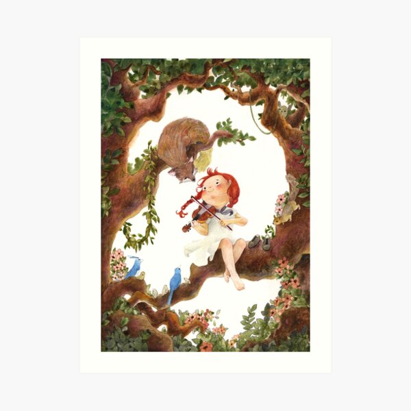 A girl playing violin Art Print