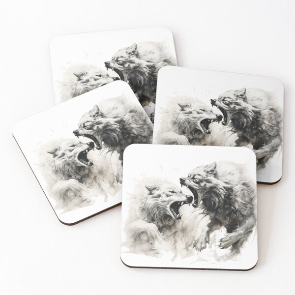 Item preview, Wolves fighting designed and sold by LazyLifestyle.