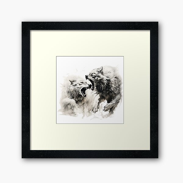 Item preview, Wolves fighting designed and sold by LazyLifestyle.
