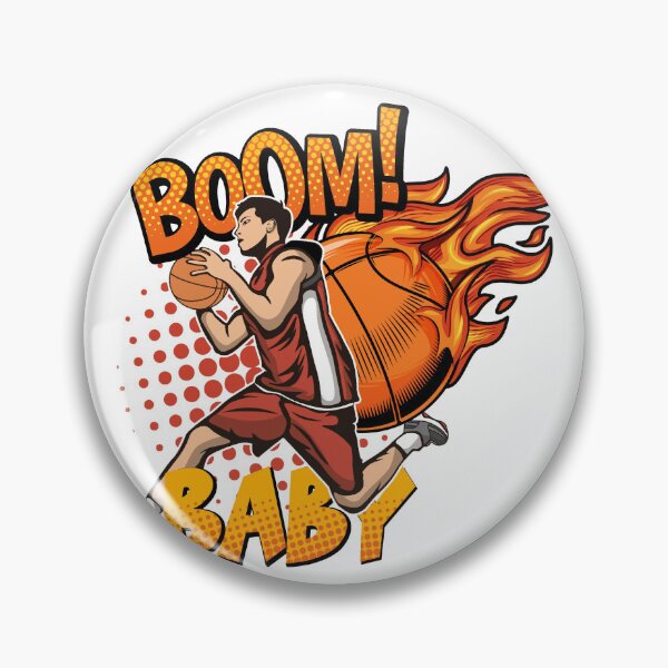 Item preview, "Comic Slam Dunk: White Orange Illustrative Boom Baby Basketball" designed and sold by PRINT SCAPE.