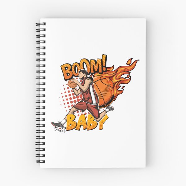 Item preview, "Comic Slam Dunk: White Orange Illustrative Boom Baby Basketball" designed and sold by PRINT SCAPE.