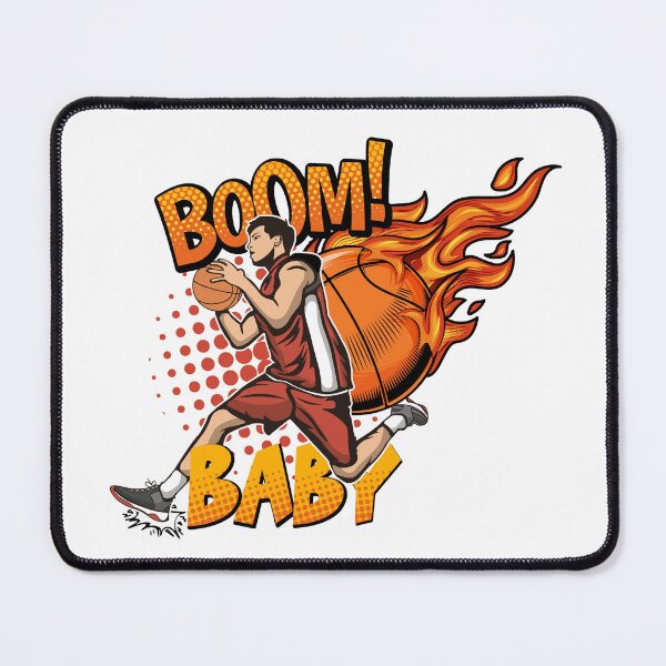 Item preview, "Comic Slam Dunk: White Orange Illustrative Boom Baby Basketball" designed and sold by PRINT SCAPE.