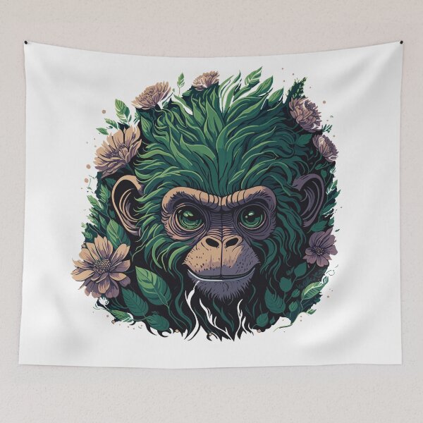 Item preview, Afro Style, Vintage Monkey Head, Flower Splash designed and sold by InnovativeGFX.