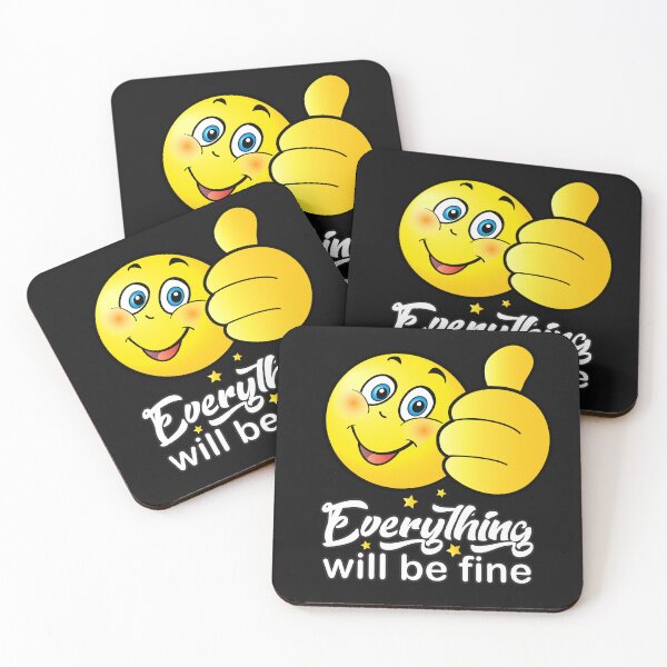 Item preview, "Everything will be fine" - calligraphy text, ok positive quotes, funny smiley smiling face doing OK hand sign. Cute Smiley designed and sold by sofiartmedia.