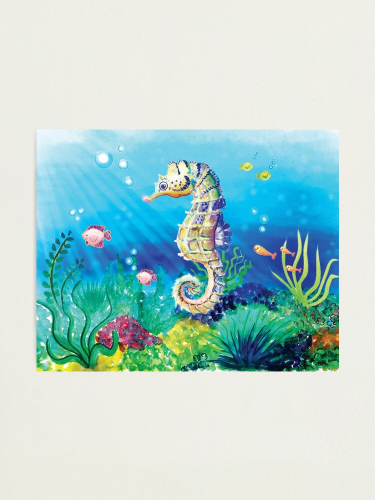 Seahorse - Under the sea, ocean animals painting Photographic Print
