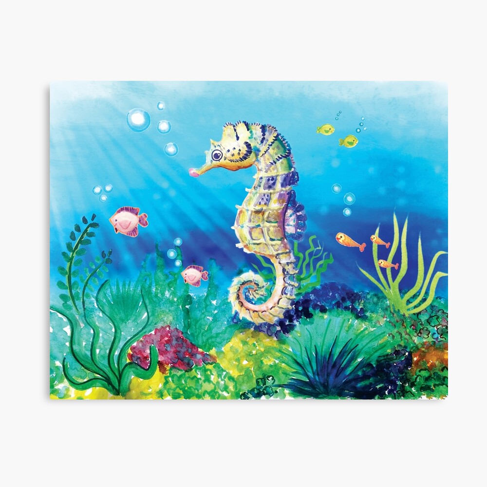 Seahorse - Under the sea, ocean animals painting Photographic Print