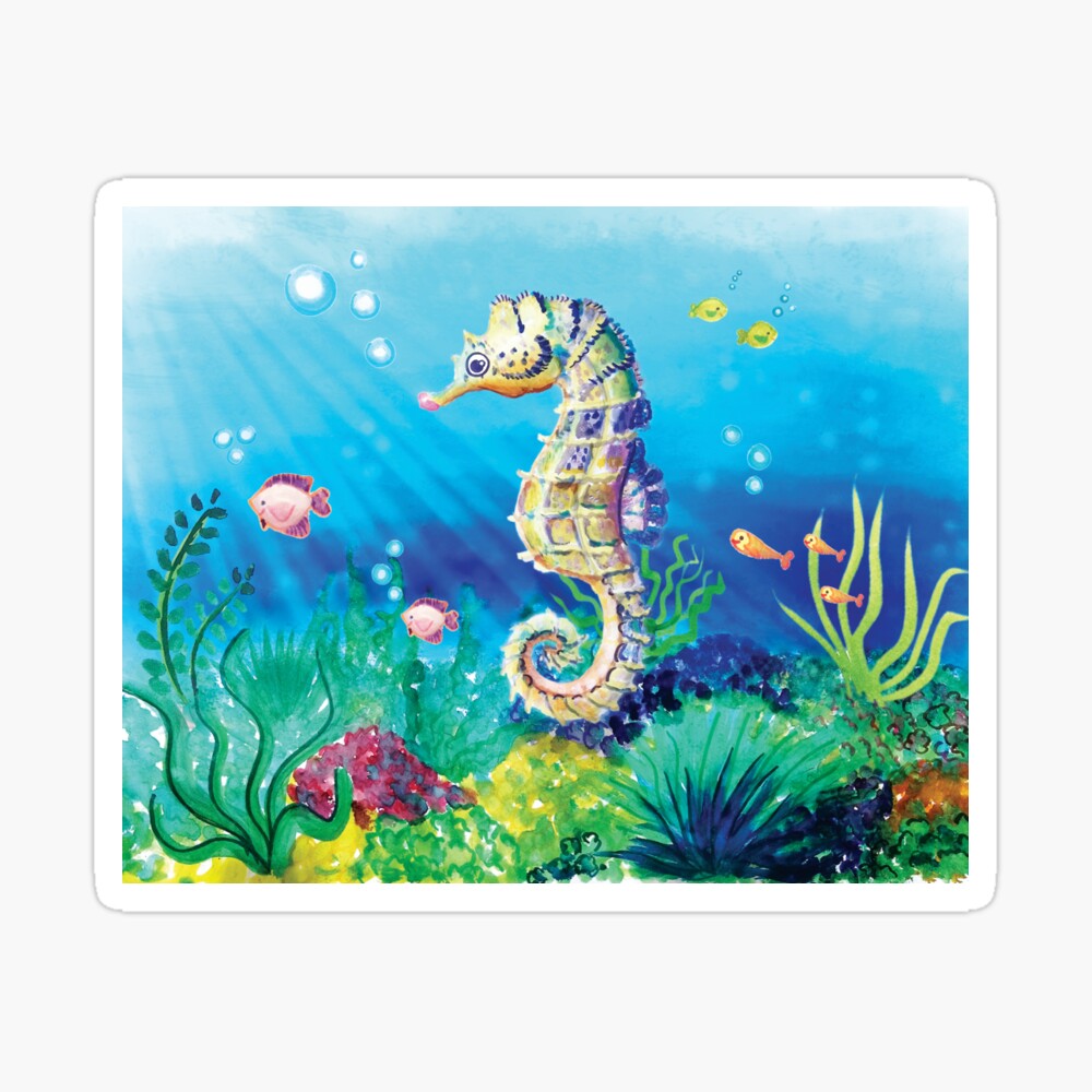 Seahorse - Under the sea, ocean animals painting Photographic Print