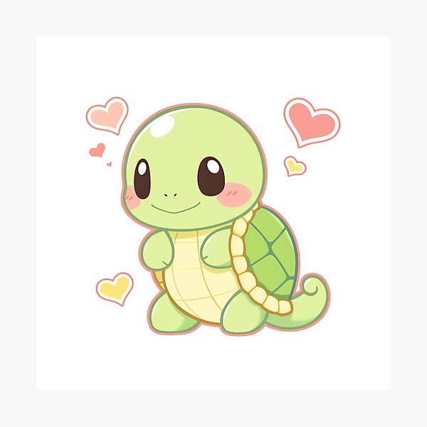 Item preview, Cute Kawaii Turtle with Hearts designed and sold by CozyKawaiiArt.
