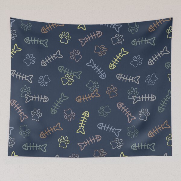 Item preview, Fishbone and Paw Colorful Pattern designed and sold by artbybiyan.