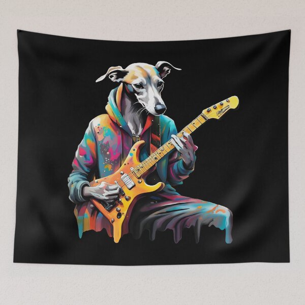 Item preview, Cool Whippet in a Hoodie Playing a Guitar designed and sold by Ameiva-Apparel.